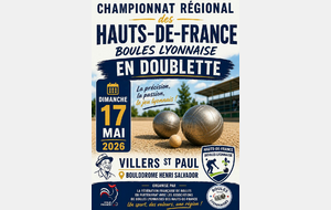 Résultats du régional Double du 17 Mai 2026 à Villers Saint Paul.