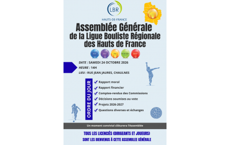 Assemblée Générale de la Ligue le 24 octobre prochain